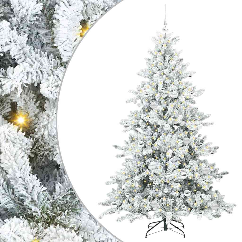 Kunstigt Hinged Juletræ med 300 LED'er med stativ 180 cm PVC