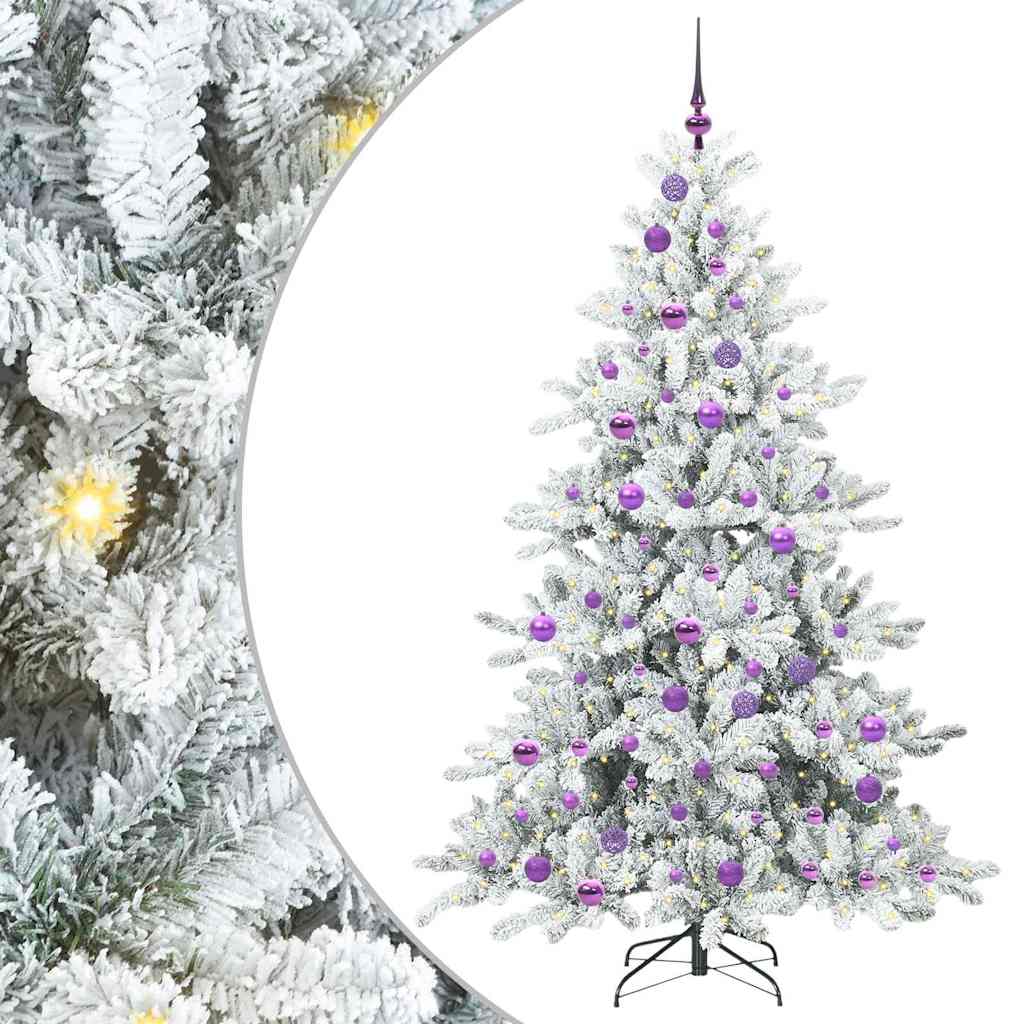 Kunstigt Hinged Juletræ med 300 LED'er med stativ 180 cm PVC