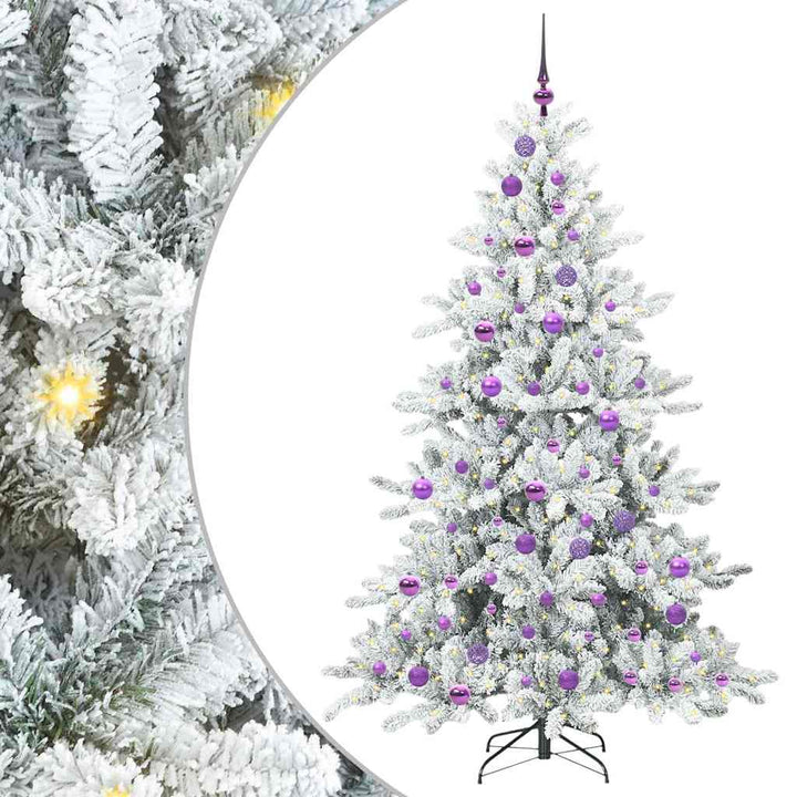 Kunstigt Hinged Juletræ med 300 LED'er med stativ 180 cm PVC