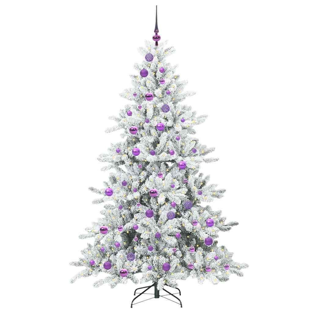 Kunstigt Hinged Juletræ med 300 LED'er med stativ 180 cm PVC