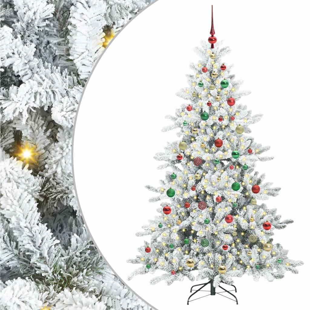 Kunstigt Hinged Juletræ med 300 LED'er med stativ 180 cm PVC