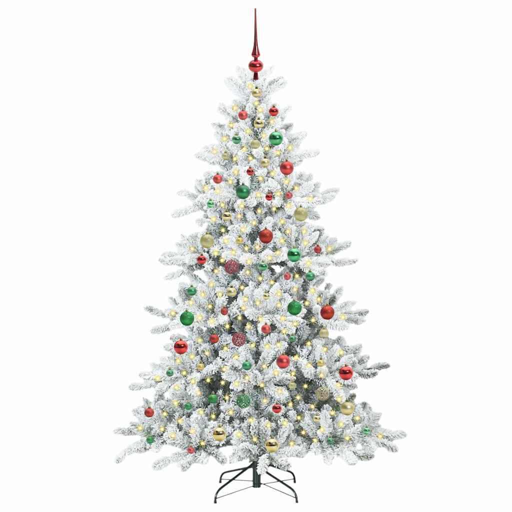 Kunstigt Hinged Juletræ med 300 LED'er med stativ 180 cm PVC