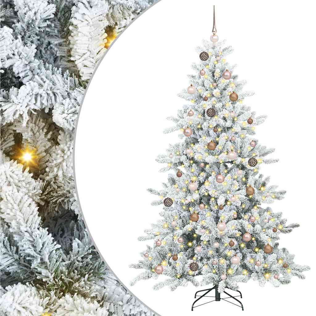 Kunstigt Hinged Juletræ med 300 LED'er med stativ 210 cm PVC