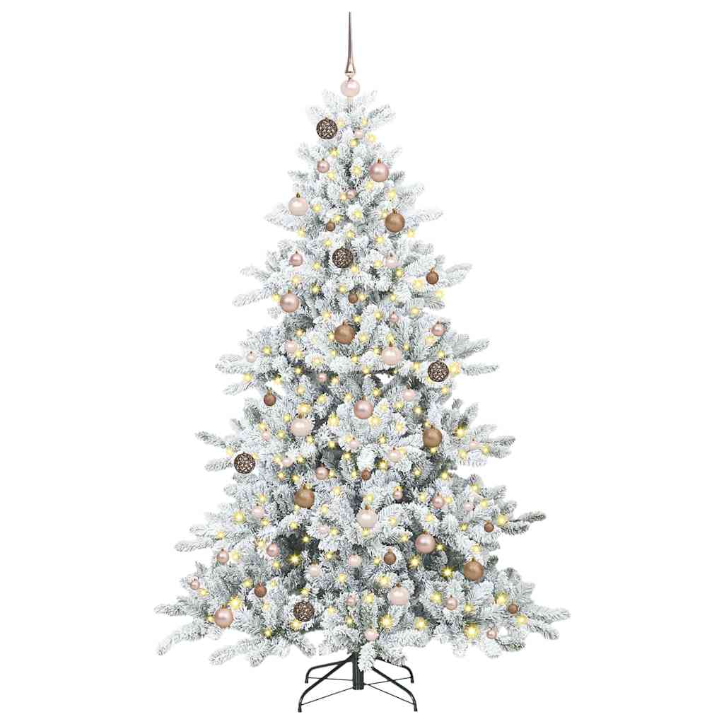 Kunstigt Hinged Juletræ med 300 LED'er med stativ 210 cm PVC
