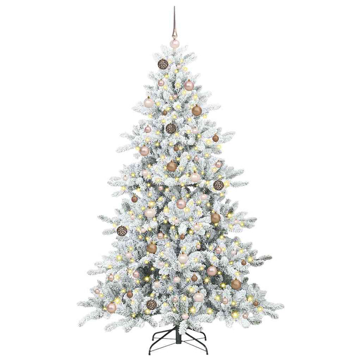 Kunstigt Hinged Juletræ med 300 LED'er med stativ 210 cm PVC