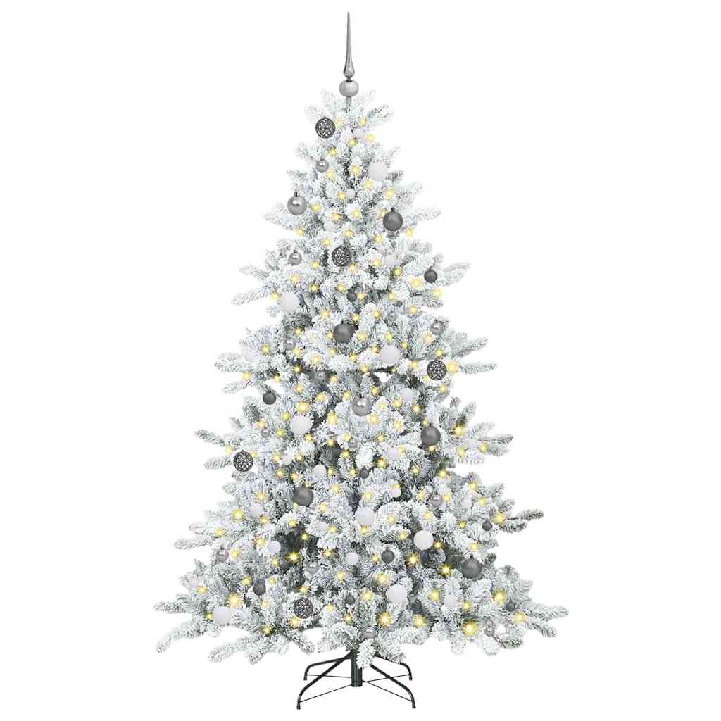 Kunstigt Hinged Juletræ med 300 LED'er med stativ 210 cm PVC