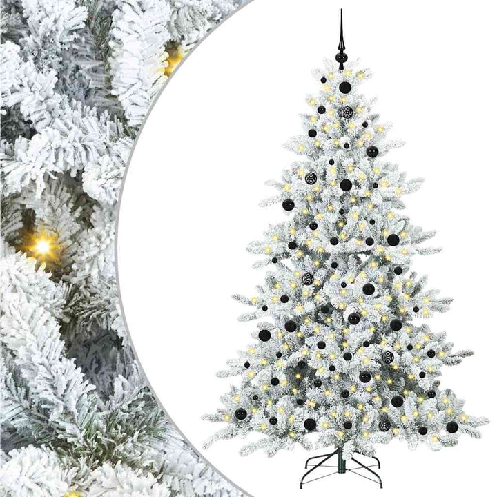 Kunstigt Hinged Juletræ med 300 LED'er med stativ 210 cm PVC