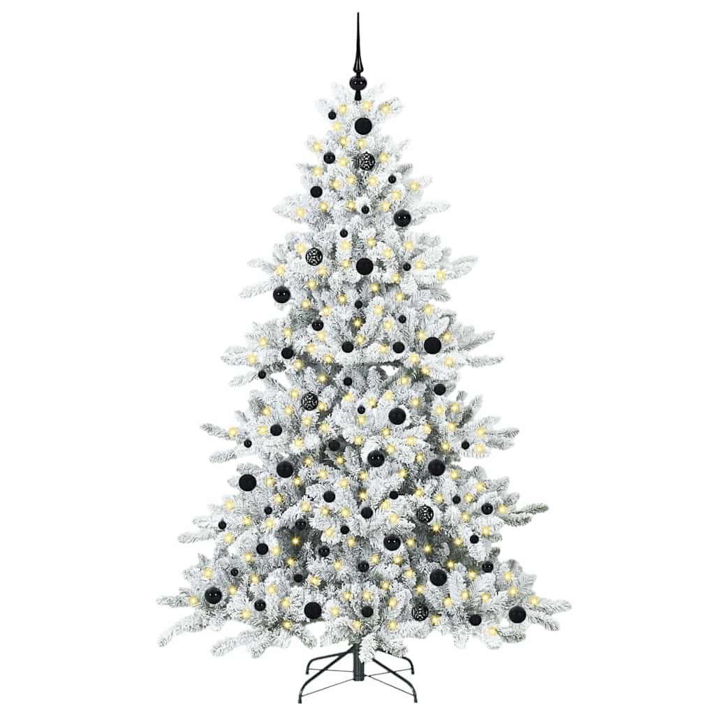 Kunstigt Hinged Juletræ med 300 LED'er med stativ 210 cm PVC