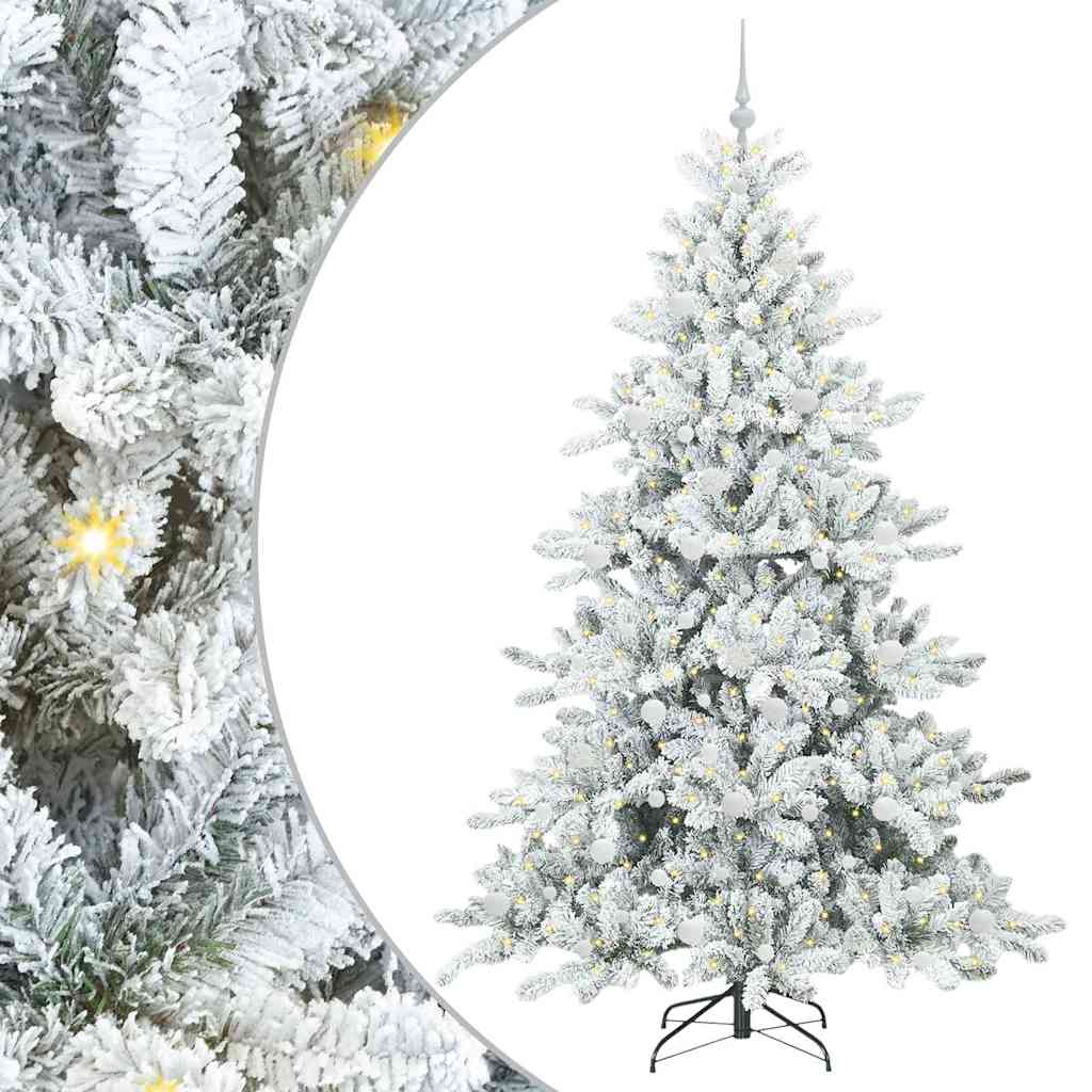 Kunstigt Hinged Juletræ med 300 LED'er med stativ 210 cm PVC