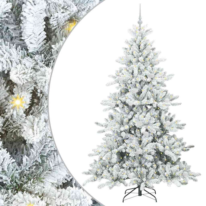 Kunstigt Hinged Juletræ med 300 LED'er med stativ 210 cm PVC