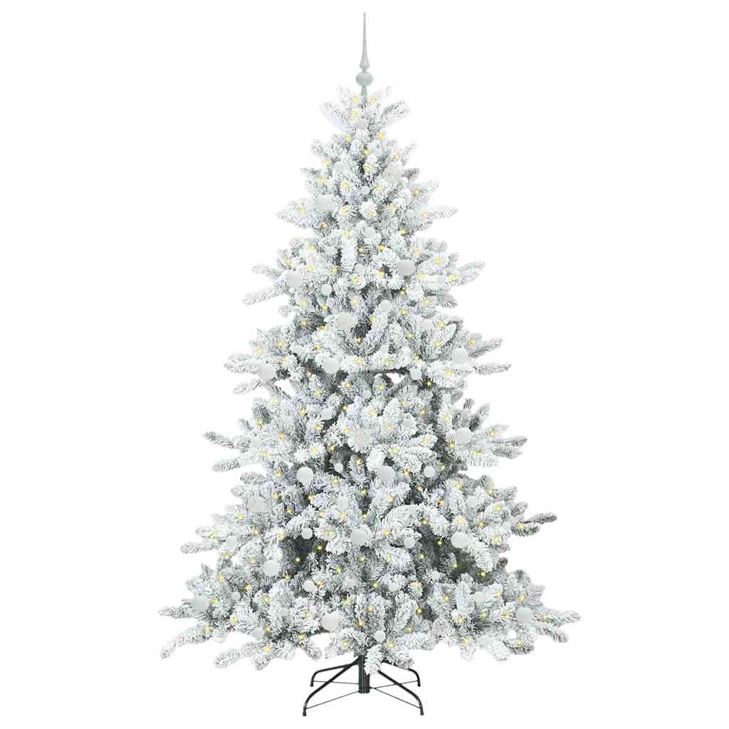 Kunstigt Hinged Juletræ med 300 LED'er med stativ 210 cm PVC