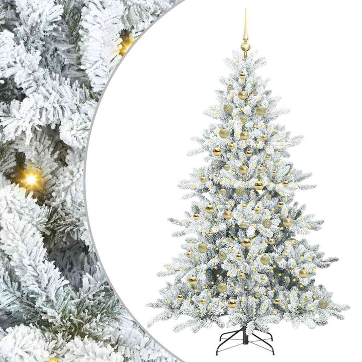 Kunstigt Hinged Juletræ med 300 LED'er med stativ 210 cm PVC