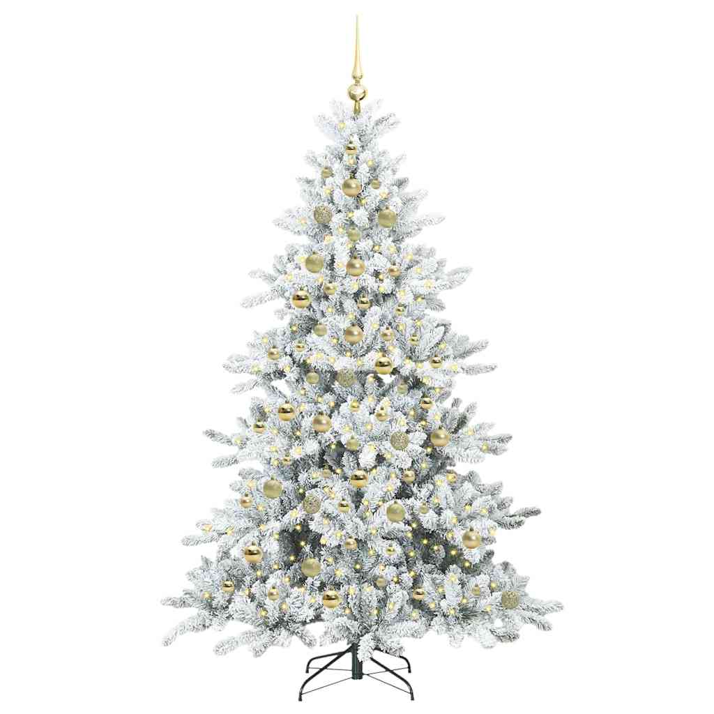 Kunstigt Hinged Juletræ med 300 LED'er med stativ 210 cm PVC