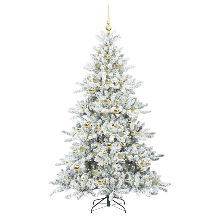 Kunstigt Hinged Juletræ med 300 LED'er med stativ 210 cm PVC