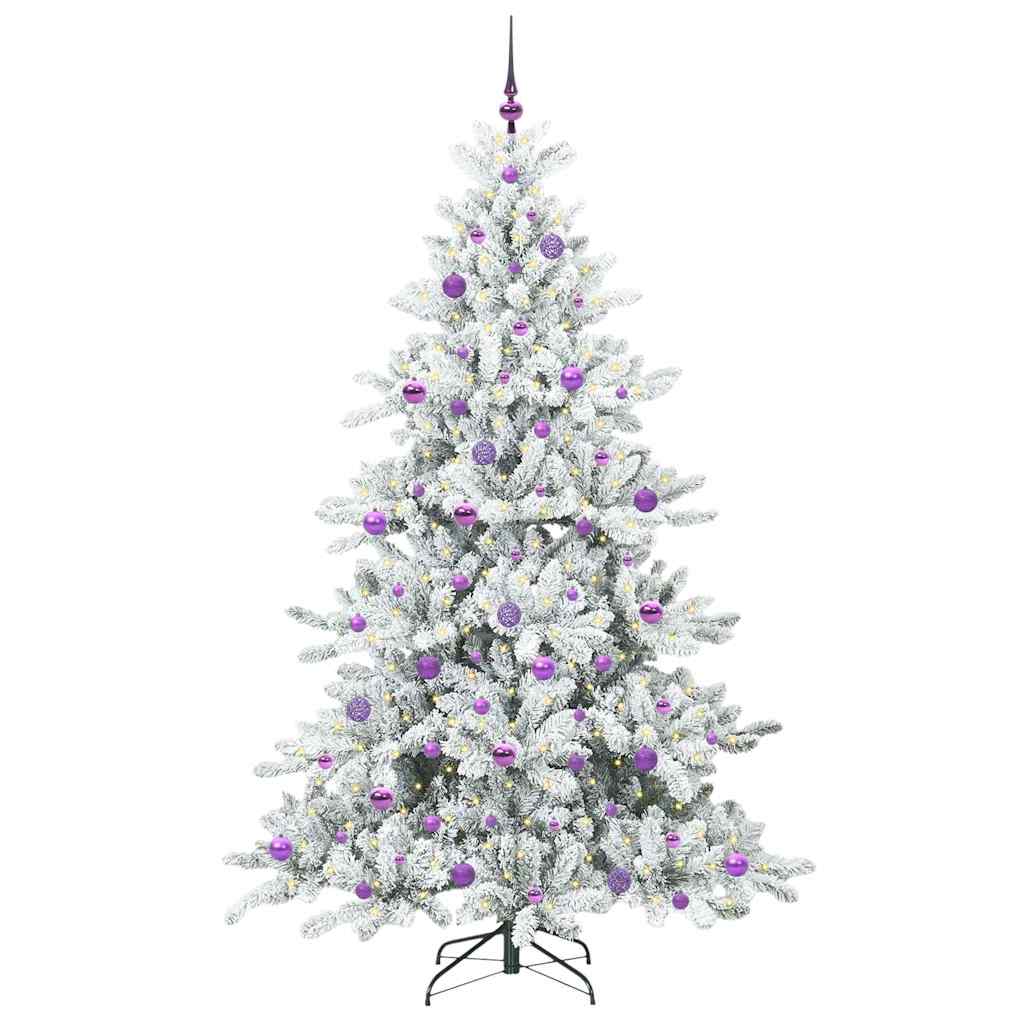 Kunstigt Hinged Juletræ med 300 LED'er med stativ 210 cm PVC