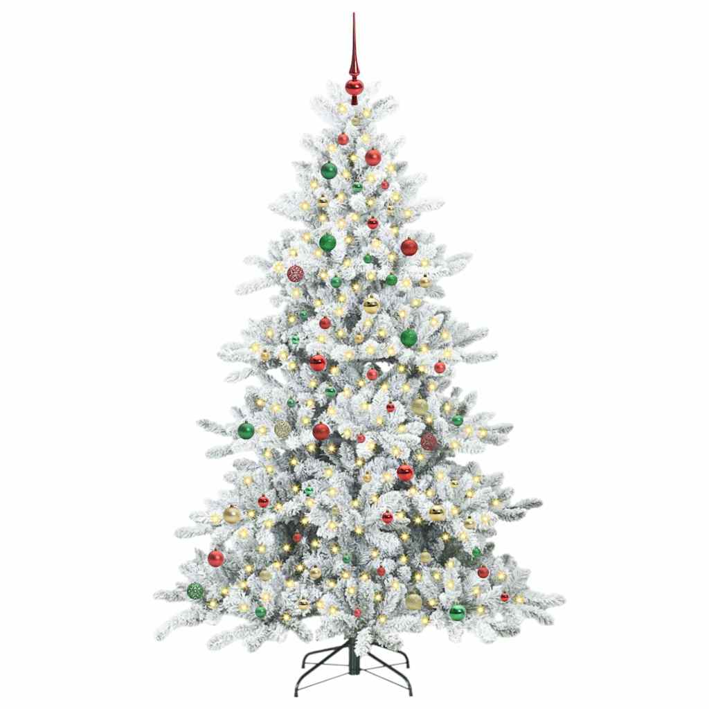 Kunstigt Hinged Juletræ med 300 LED'er med stativ 210 cm PVC