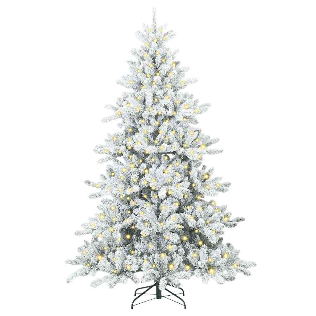 Kunstigt Hinged Juletræ med 300 LED'er med stativ 240 cm PVC