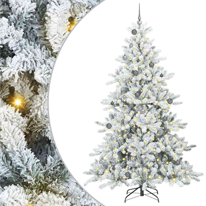 Kunstigt Hinged Juletræ med 300 LED'er med stativ 240 cm PVC