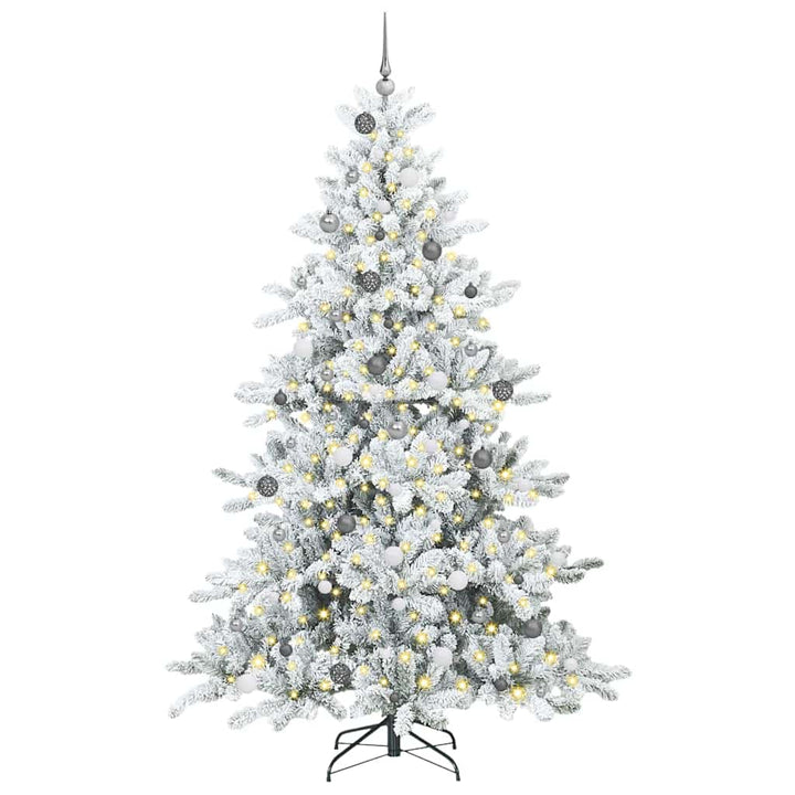Kunstigt Hinged Juletræ med 300 LED'er med stativ 240 cm PVC
