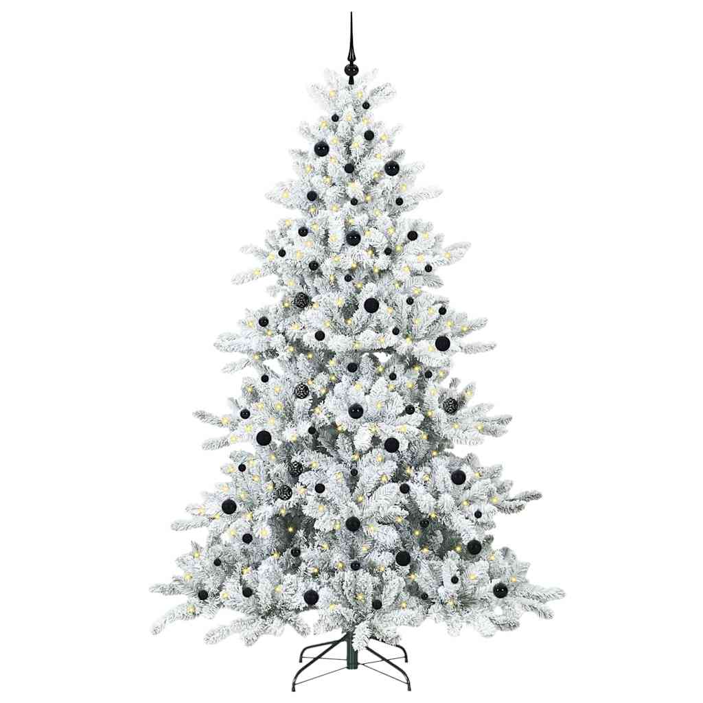 Kunstigt Hinged Juletræ med 300 LED'er med stativ 240 cm PVC