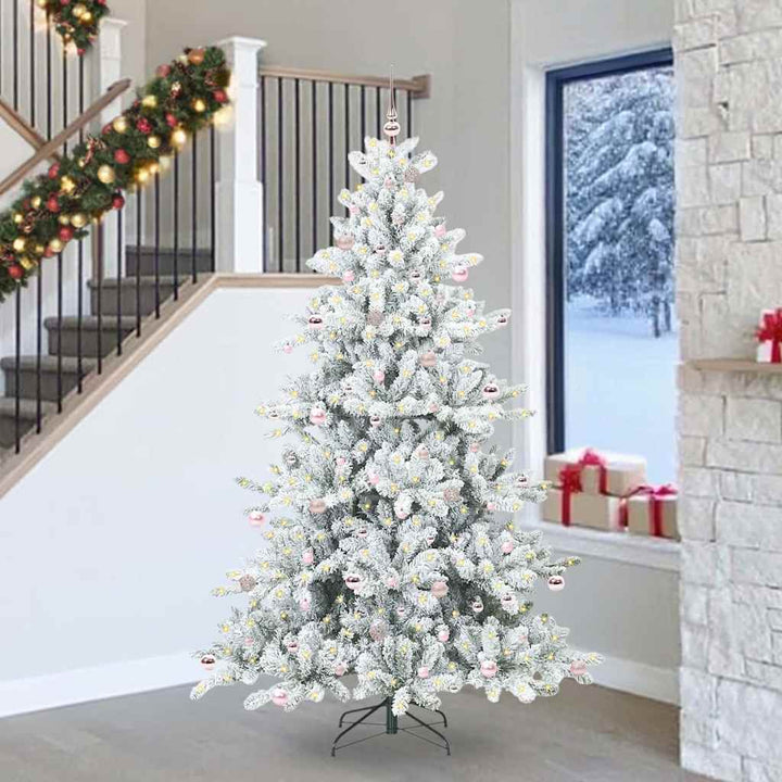 Kunstigt Hinged Juletræ med 300 LED'er med stativ 240 cm PVC