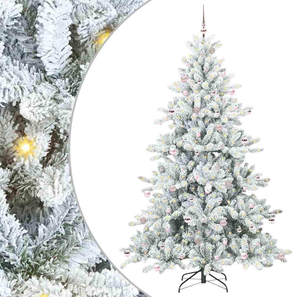 Kunstigt Hinged Juletræ med 300 LED'er med stativ 240 cm PVC