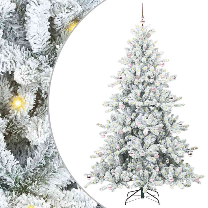 Kunstigt Hinged Juletræ med 300 LED'er med stativ 240 cm PVC