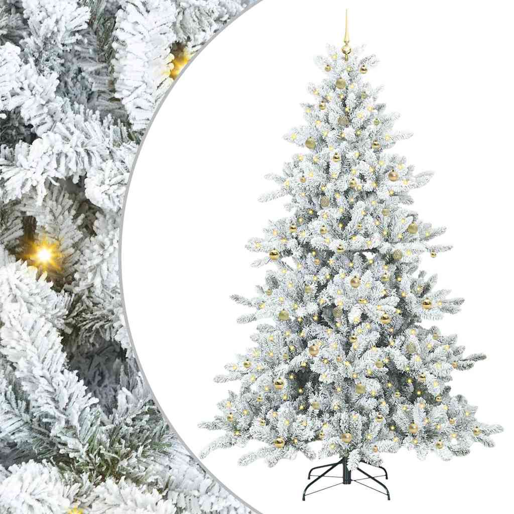 Kunstigt Hinged Juletræ med 300 LED'er med stativ 240 cm PVC
