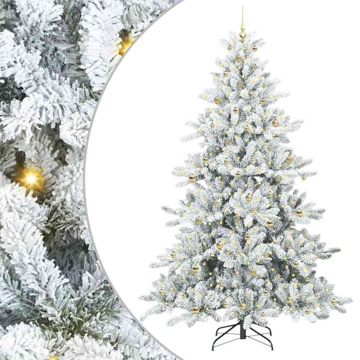 Kunstigt Hinged Juletræ med 300 LED'er med stativ 240 cm PVC