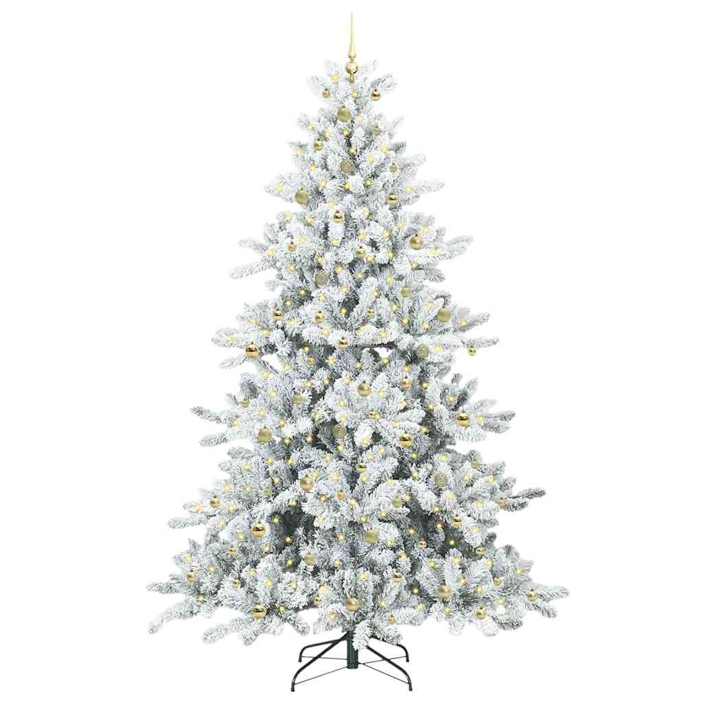 Kunstigt Hinged Juletræ med 300 LED'er med stativ 240 cm PVC