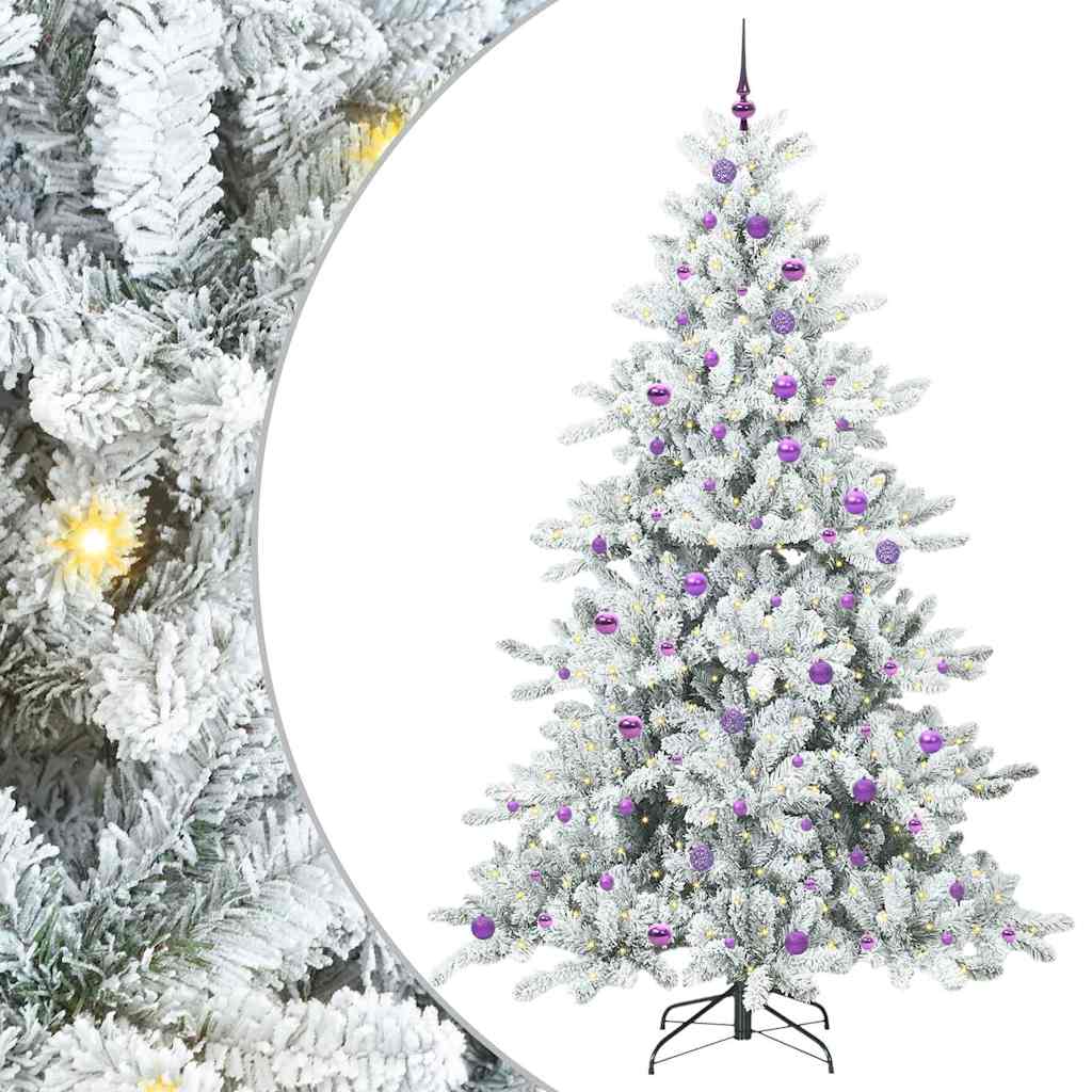 Kunstigt Hinged Juletræ med 300 LED'er med stativ 240 cm PVC