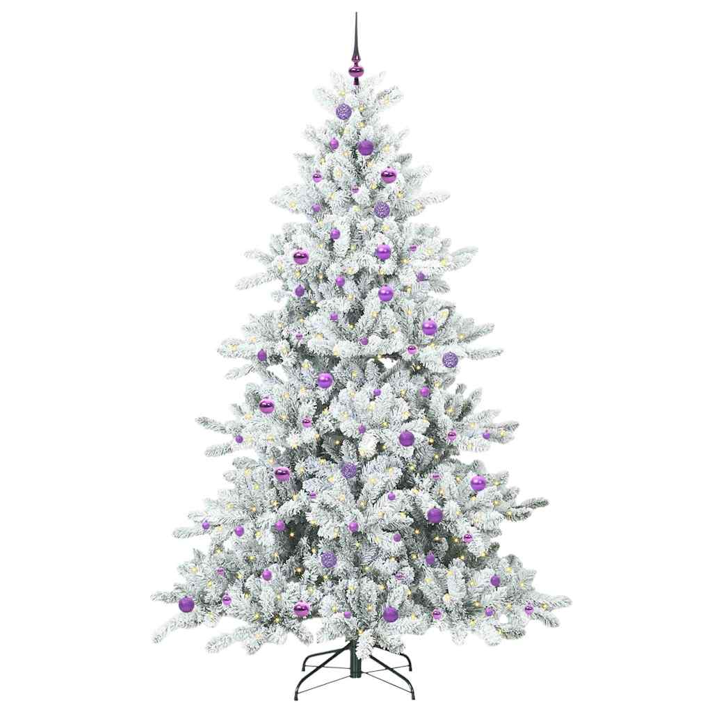 Kunstigt Hinged Juletræ med 300 LED'er med stativ 240 cm PVC