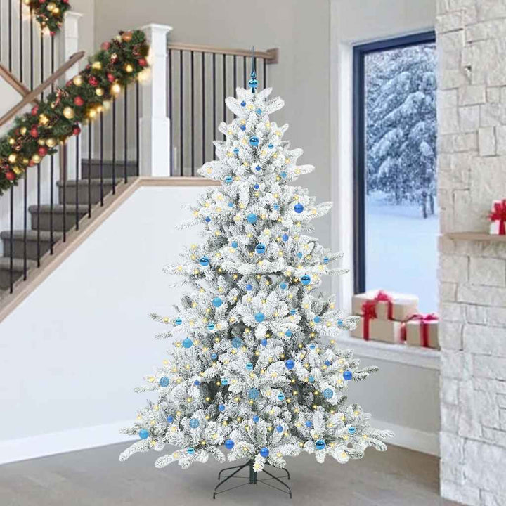Kunstigt Hinged Juletræ med 300 LED'er med stativ 240 cm PVC