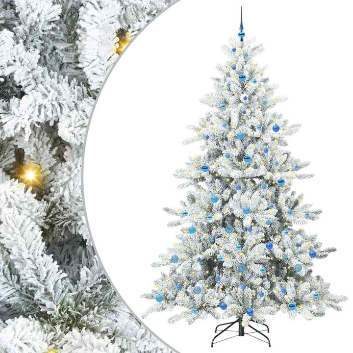 Kunstigt Hinged Juletræ med 300 LED'er med stativ 240 cm PVC