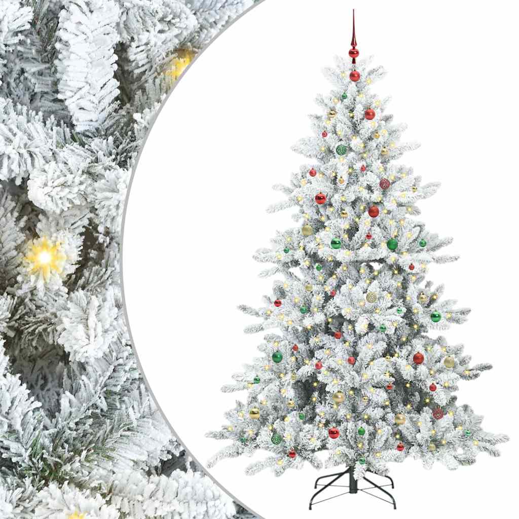 Kunstigt Hinged Juletræ med 300 LED'er med stativ 240 cm PVC