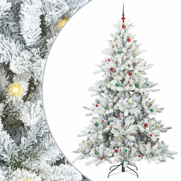 Kunstigt Hinged Juletræ med 300 LED'er med stativ 240 cm PVC