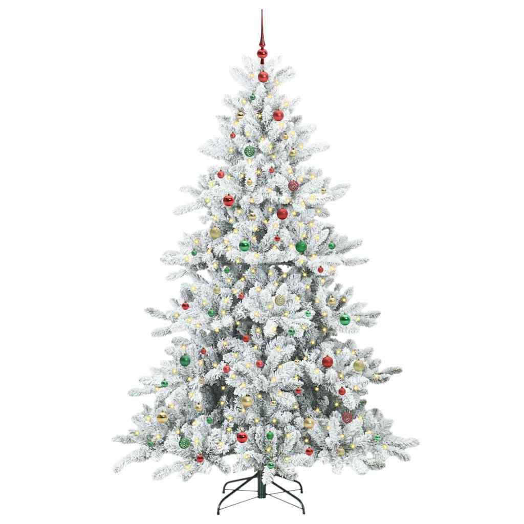 Kunstigt Hinged Juletræ med 300 LED'er med stativ 240 cm PVC