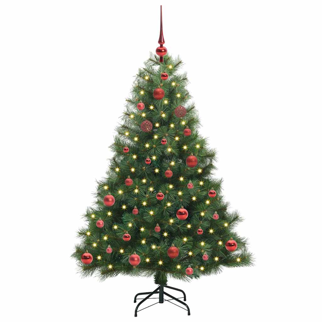 Kunstigt juletræ med 150 LED'er Grøn 150 cm PE og PVC