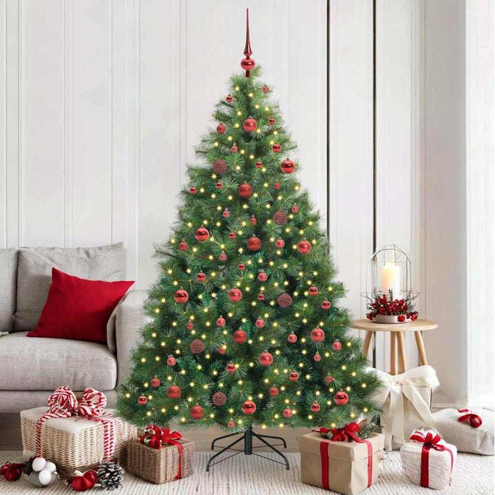 Kunstigt juletræ med 300 LED'er Grøn 180 cm PE og PVC