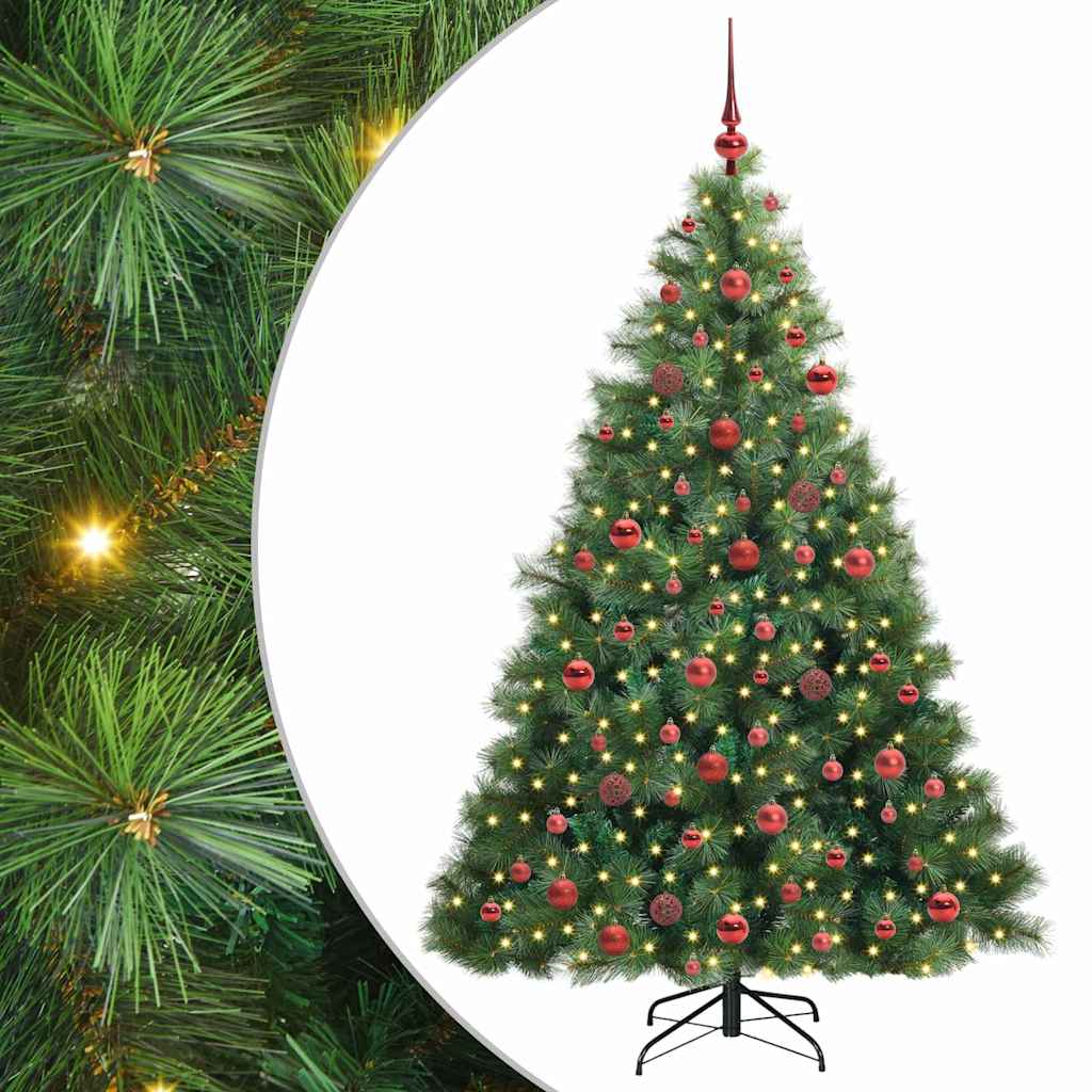 Kunstigt juletræ med 300 LED'er Grøn 180 cm PE og PVC