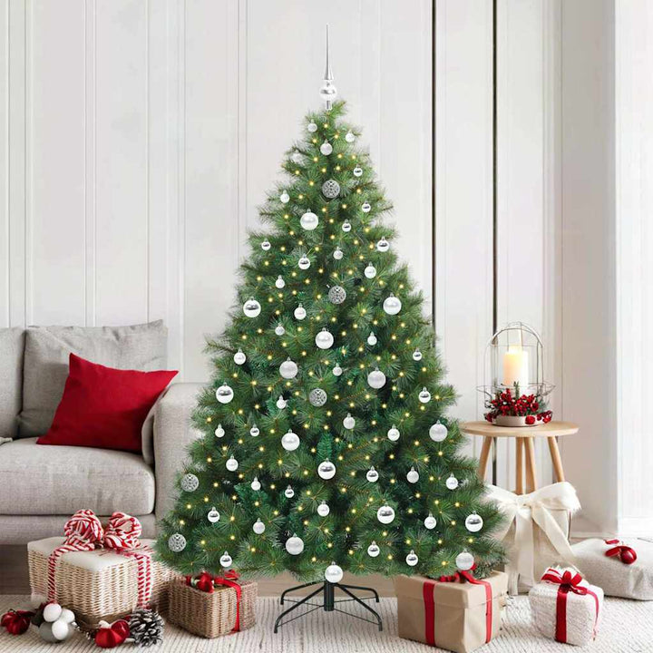 Kunstigt juletræ med 300 LED'er Grøn 180 cm PE og PVC
