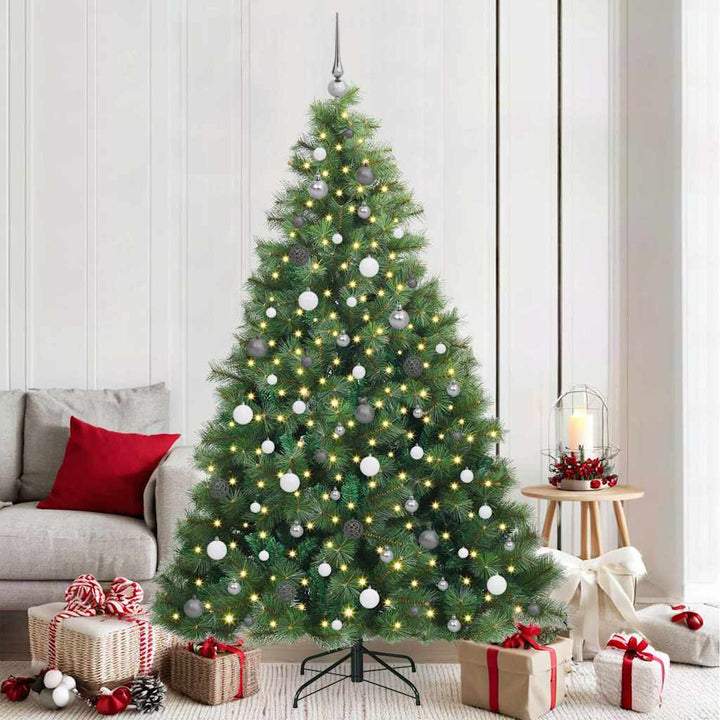 Kunstigt juletræ med 300 LED'er Grøn 210 cm PE og PVC