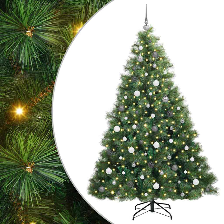 Kunstigt juletræ med 300 LED'er Grøn 210 cm PE og PVC