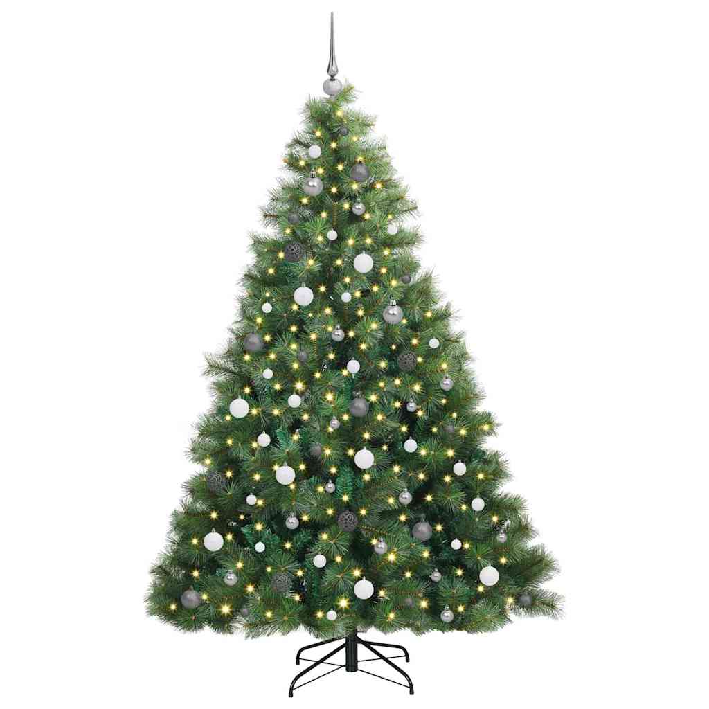 Kunstigt juletræ med 300 LED'er Grøn 210 cm PE og PVC