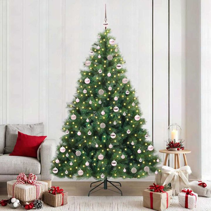 Kunstigt juletræ med 300 LED'er Grøn 210 cm PE og PVC