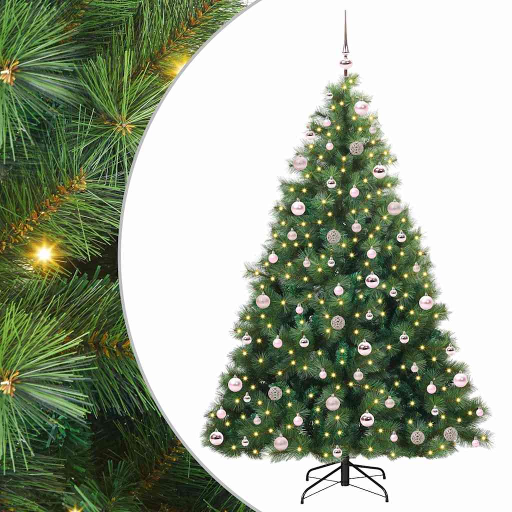 Kunstigt juletræ med 300 LED'er Grøn 210 cm PE og PVC