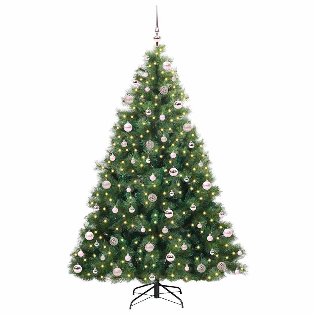Kunstigt juletræ med 300 LED'er Grøn 210 cm PE og PVC