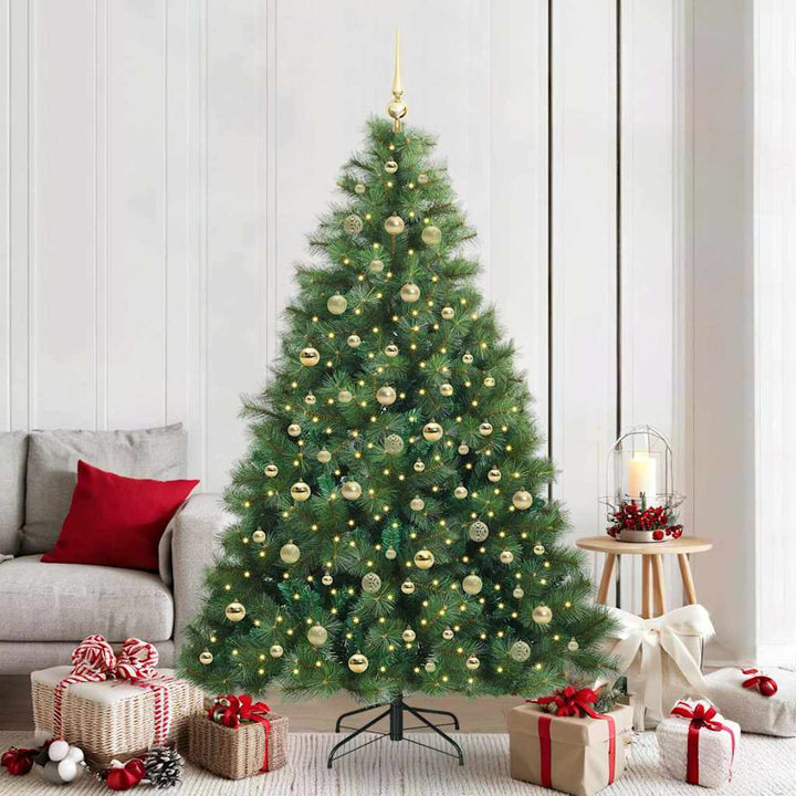Kunstigt juletræ med 300 LED'er Grøn 210 cm PE og PVC