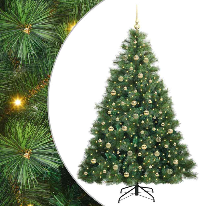 Kunstigt juletræ med 300 LED'er Grøn 210 cm PE og PVC