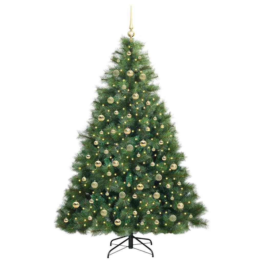 Kunstigt juletræ med 300 LED'er Grøn 210 cm PE og PVC